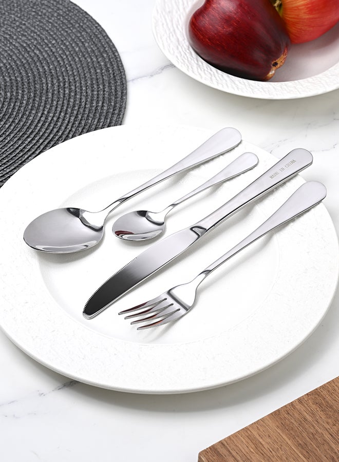 أولييرو طقم أدوات طعام متين وأنيق مكوّن من 24 قطعة لراحة استخدام ومائدة أنيقة – فضي - Image 3